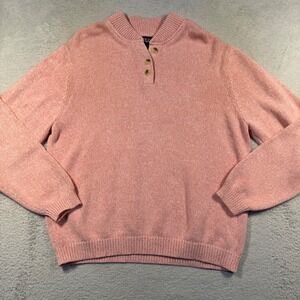 Vintage Y2K Lands' End Women's Knit Pullover Sweater Pink 100% Cotton L‎ 14-16
